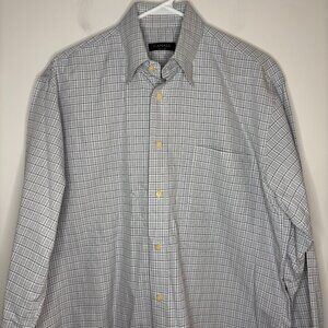 CANALI Button Up Dress Shirt Mens M Italian Long Sleeve Gray Plaid